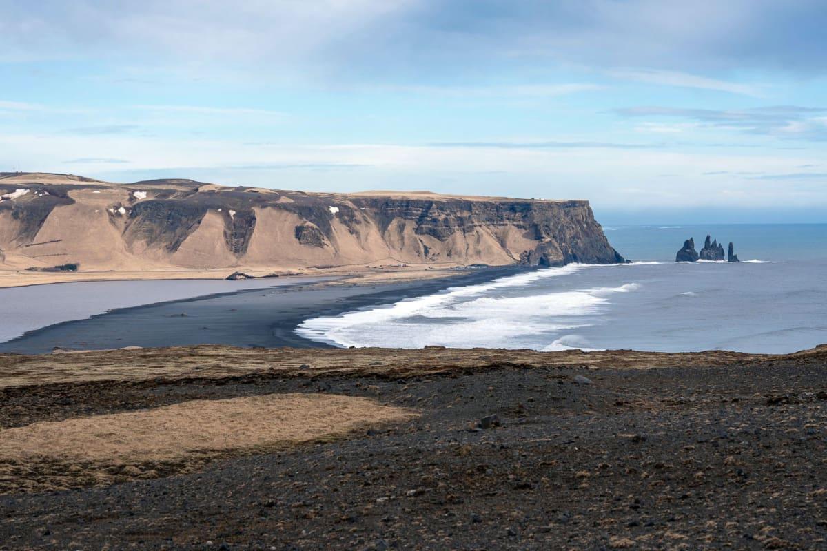 Not everywhere in Iceland is covered with snow in winter. The south is often mild, as seen here in Dyrhólaey