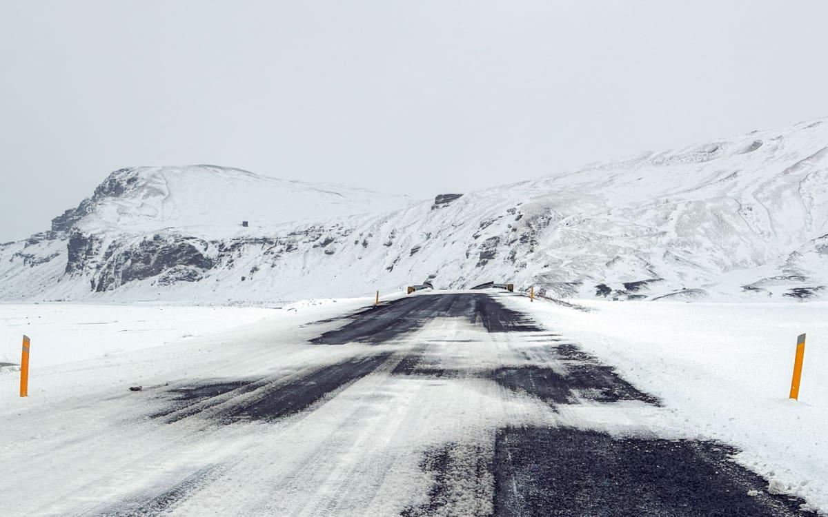 Driving on the Ring Road in Iceland during winter