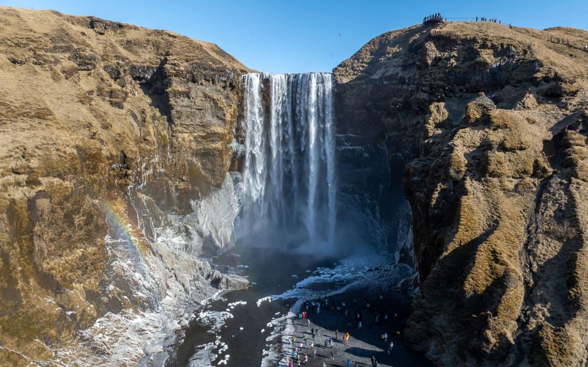 Skogafoss winter ice