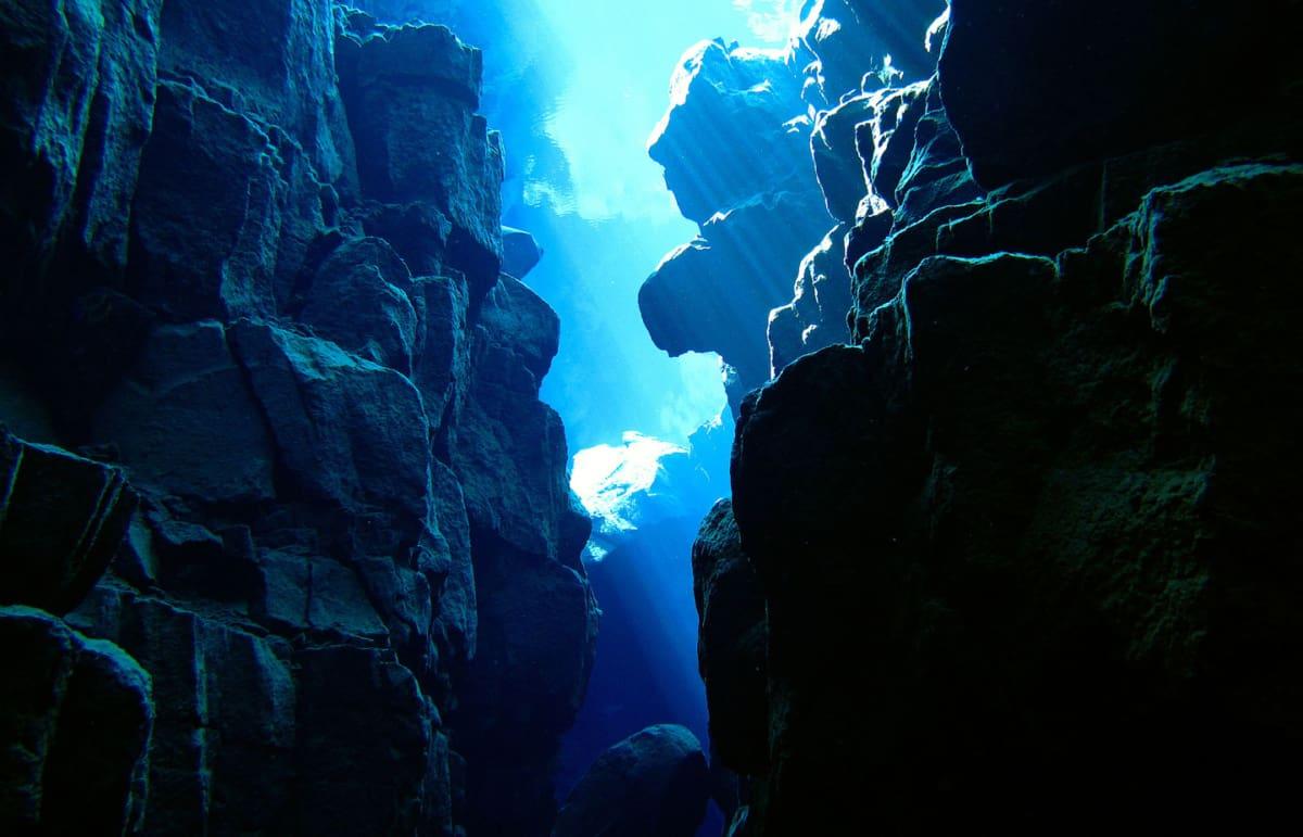 Silfra fissure in Thingvellir on the Golden Circle.