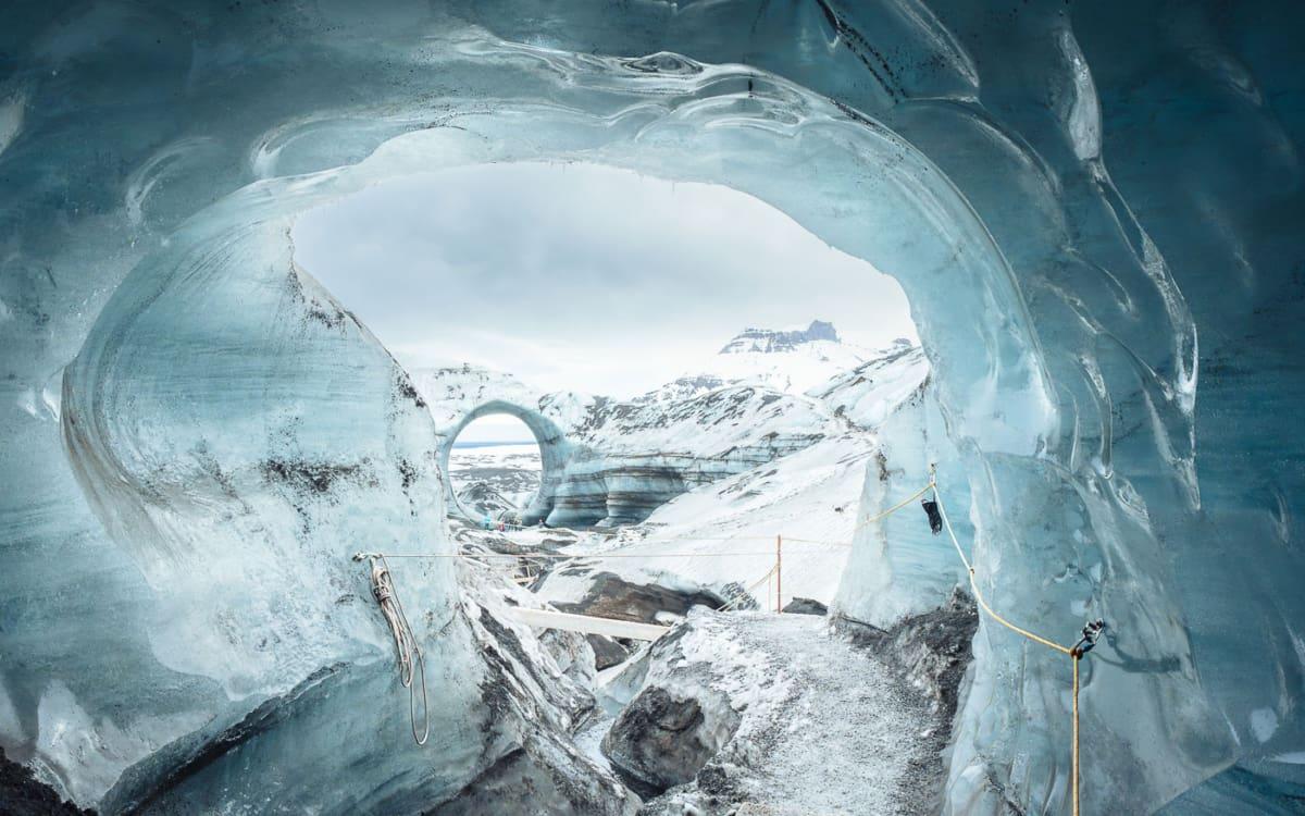 View from the new Katla Ice Cave to the old one, which is about to collapse
