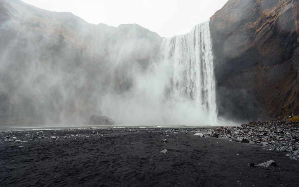 Skogafoss in the rain in March