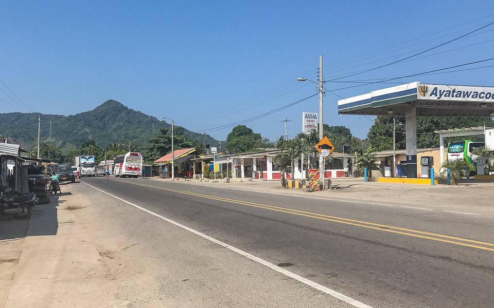 Main street in the village of Palomino Colombia