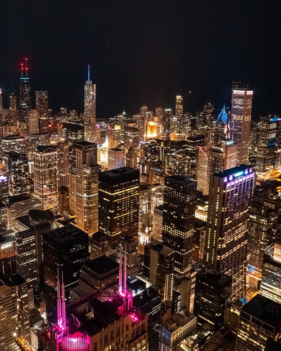 Skydeck Chicago uitzicht bij nacht