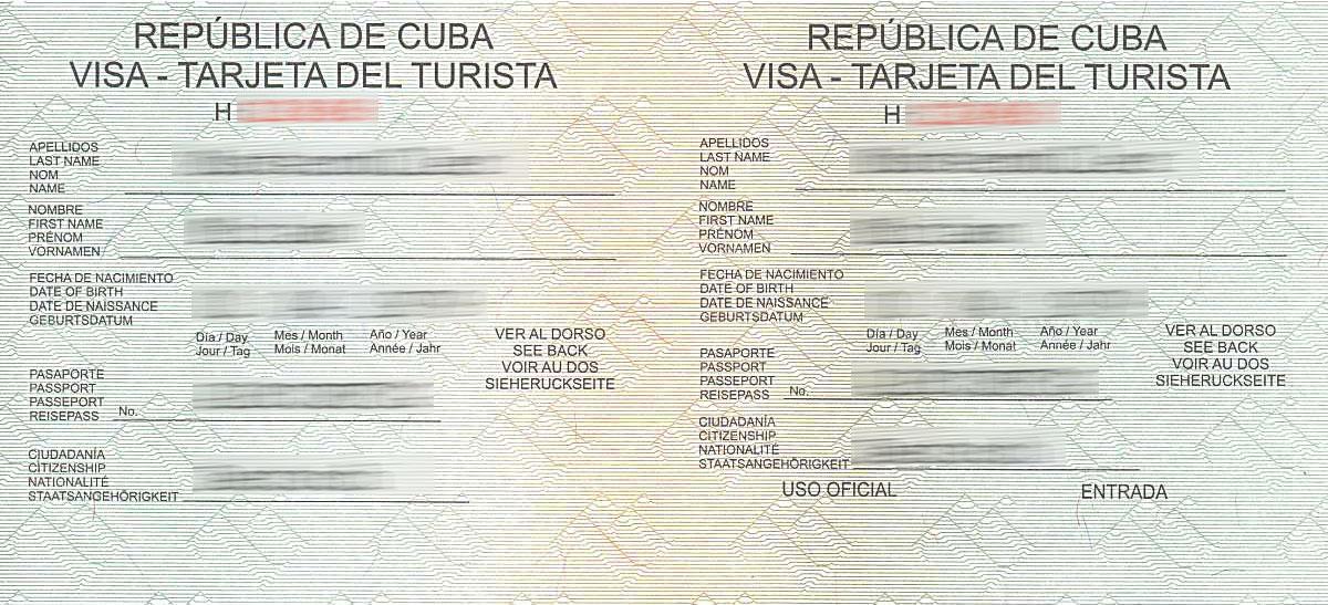 This is what a tourist card (Tarjeta del Turista) looks like in Cuba