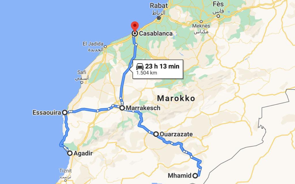 Morocco Travel Route
