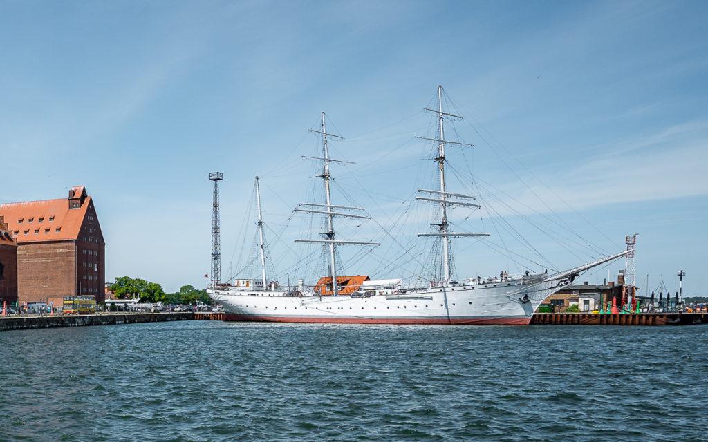 Gorch Fock I in Stralsund at the city harbor.