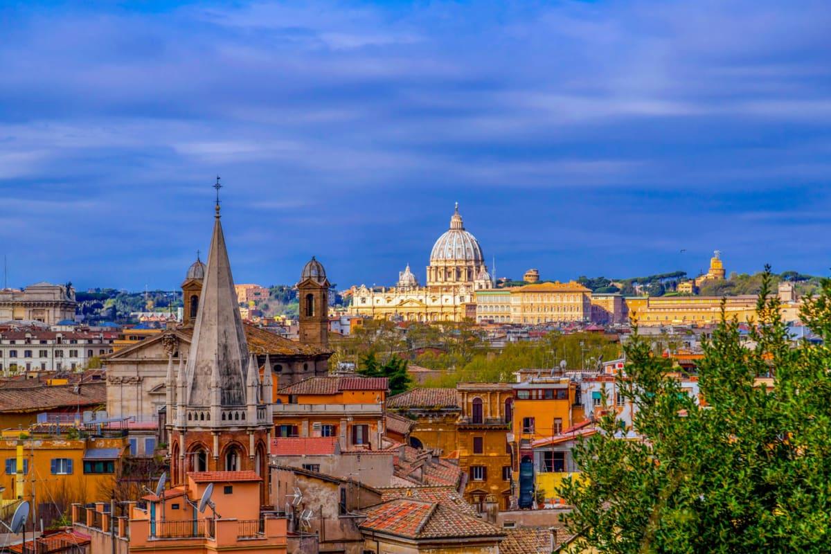 Rome: View from Pincio Hill at Sunset over the City and St. Peter's Basilica