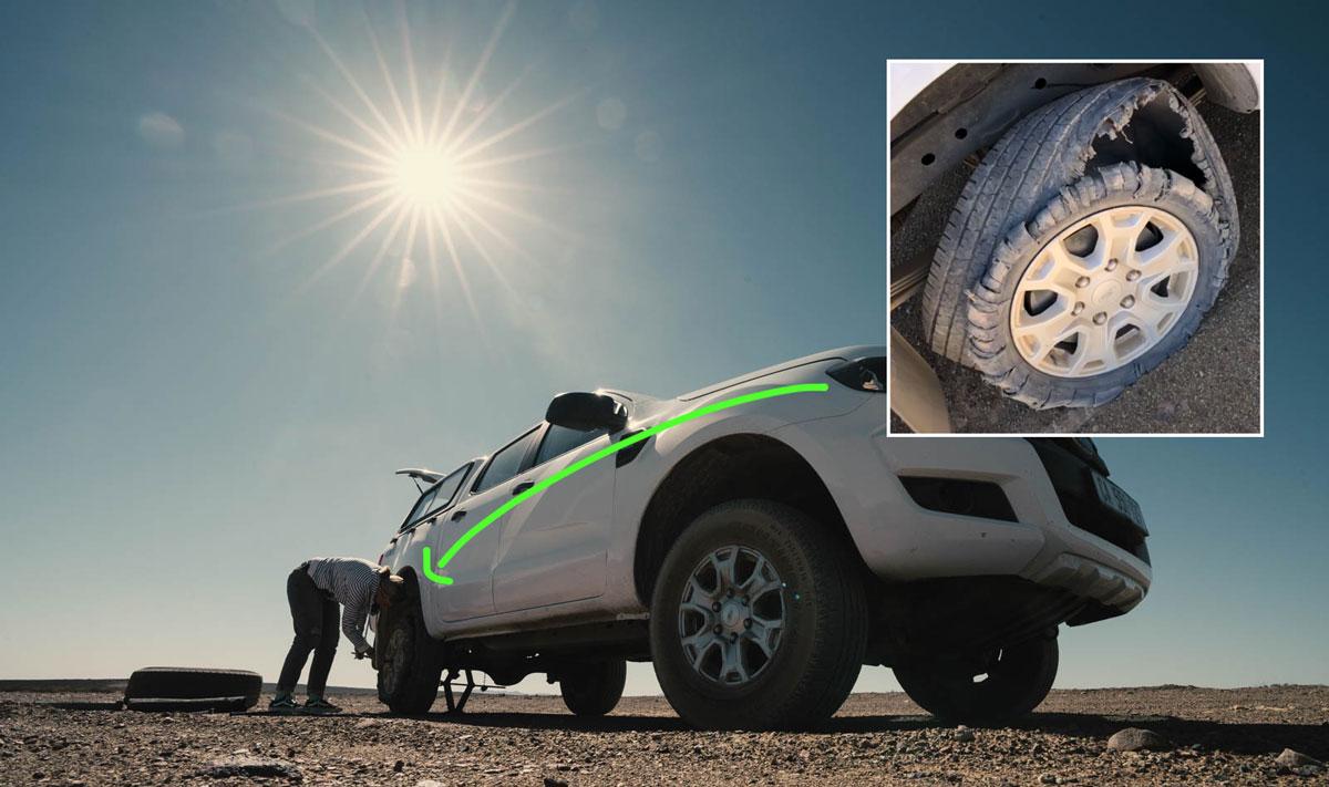 Location de voiture en Afrique du Sud avec roue de secours en cas de crevaison