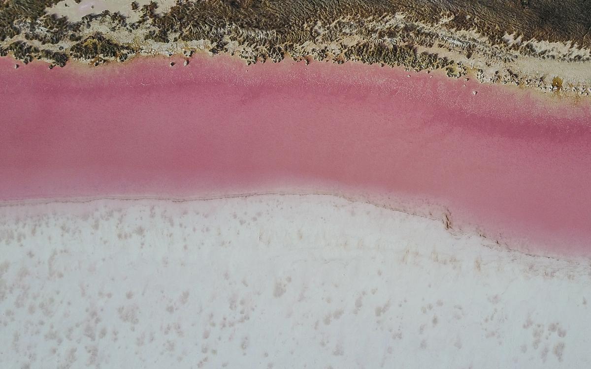 Pink Lake Hutt Lagoon aerial view