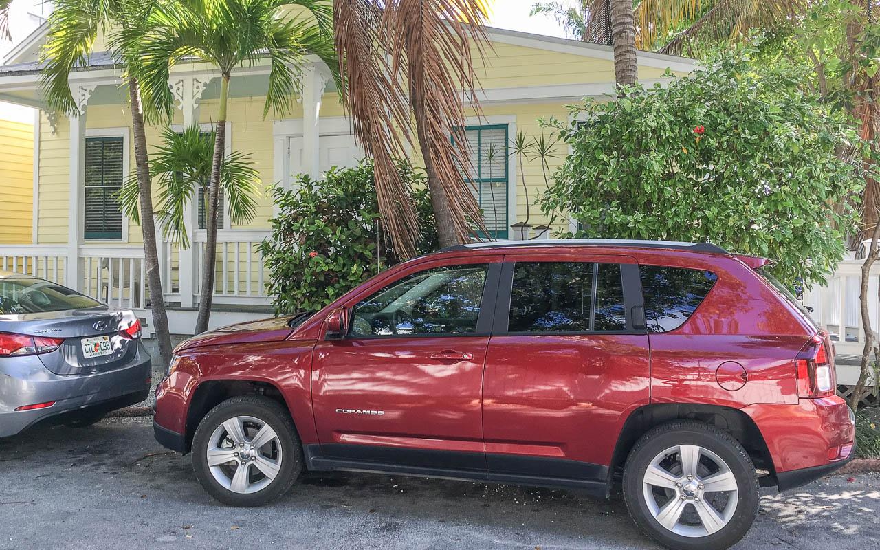 Our accommodation was excellently located in a quiet area, here is our rental car parked in a shady spot in front