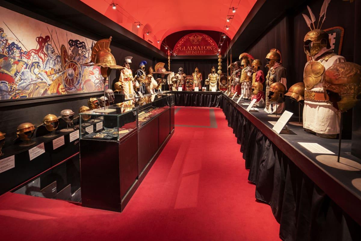 Gladiator Museum Rome, interior with many armors and information