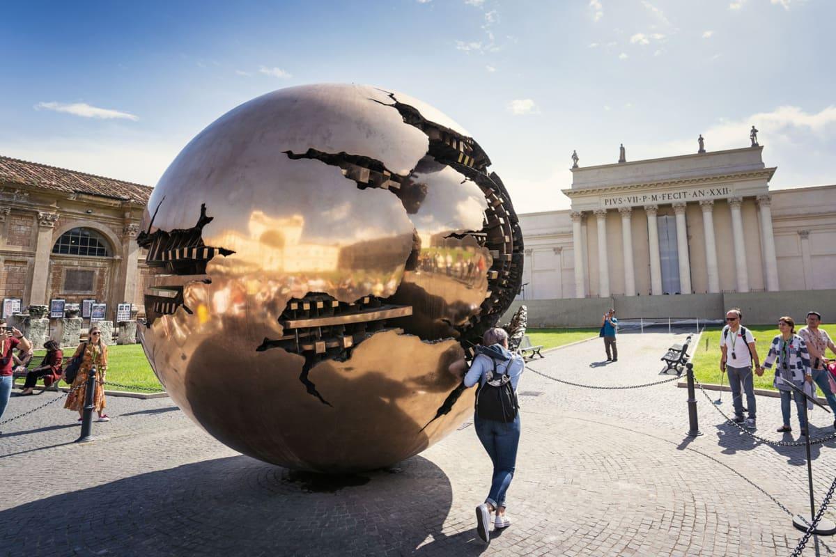 Vatican Museums Courtyard with Globe in Rome