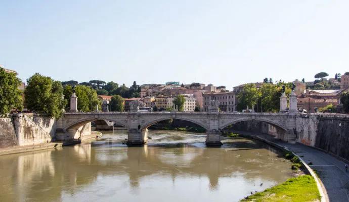 Bridge over the Tiber in Rome on the way to Castel Sant'Angelo