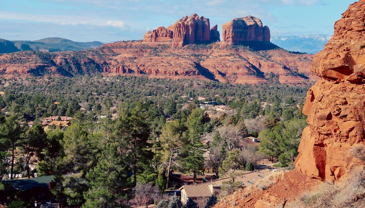 Uitzicht op Cathedral Rock, Sedona in Arizona