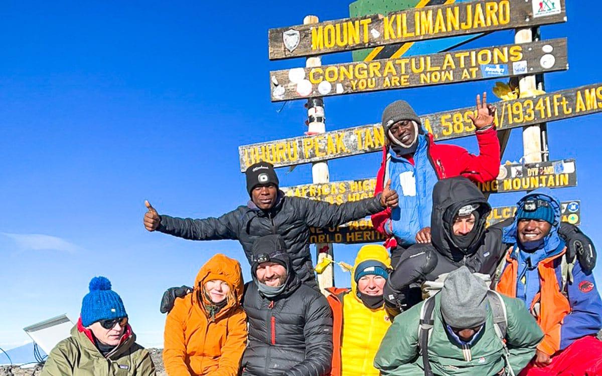 On the Summit of Kilimanjaro: Uhuru Peak at 5,895 Meters in Tanzania