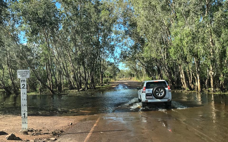 Driving in Australia Kakadu National Park flooded roads